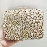 Lkblock White Rhinestone Wedding Bag Evening Crystal Clutches Luxury Women Diamond Bridal/Bridesmaid Purses For Ladies Shoulder Handbags