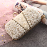 Lkblock Ladies Wedding Clutch Bag Luxury Women Evening Party Purse and Handbag Fashionable Pearl Gold Crystal Clutch