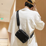 Lkblock Minimalist Men's Soft Leather Small Box Bag Lightweight Man Hard Shell Shoulder Bag Travel Phone Crossbody Bags for Men