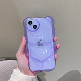 Lkblock INS Japan Cute 3D Love Heart Bear Transparent Phone Case For iPhone 13 Pro Max 12 11 X XR XS Silicone Soft Protective Back Cover