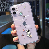 Lkblock Cute Cartoon Astronaut Star Space Phone Case For iPhone 11 13 Pro MAX XS XR X 12 7 8 Plus Clear Soft TPU Shockproof Back Cover