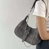 Lkblock Fashion Women's Hobos Underarm Bag High-quality Female Crescent Purse Handbags Retro Chain Cool Girls Tote Shoulder Bags