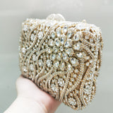 Lkblock White Rhinestone Wedding Bag Evening Crystal Clutches Luxury Women Diamond Bridal/Bridesmaid Purses For Ladies Shoulder Handbags