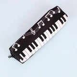 Lkblock Creative Novelty Student Pencil Case Square Single Layer Oxford Cloth Pen Bag for Girls Boy Musical Note Piano Stationery Pouch