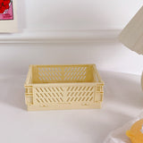 Lkblock Ins Desktop Plastic Storage Baskets Organizer Box Folding Stackable Toy Storage Basket with Handle Bathroom Storage Box Basket