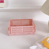 Lkblock Ins Desktop Plastic Storage Baskets Organizer Box Folding Stackable Toy Storage Basket with Handle Bathroom Storage Box Basket