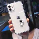 Lkblock Cute Cartoon Astronaut Star Space Phone Case For iPhone 11 13 Pro MAX XS XR X 12 7 8 Plus Clear Soft TPU Shockproof Back Cover