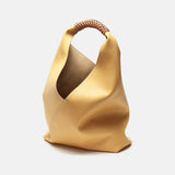 Lkblock Versatile Women's Tote Bag Cow Leather Underarm Bag Woven Design Single Shoulder Bag Portable Big Bag for Women