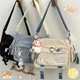 Lkblock Japanese Harajuku Crossbody Bags For Women High School Girls Messenger Bag Patchwork Handbags School Book Bag Shoulder Bag Bolso