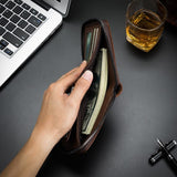 Lkblock New Vintage Short Mens Wallet High Quality Business Purses Retro Small Leather Wallet Men Luxury Card Holder Zipper Coin Purs