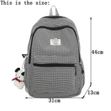 Lkblock Cute Girls Plaid Backpack Women Large Capacity Simple School Bags for Teens Female Korean Harajuku School Student Bookbag Ladies