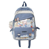 Lkblock Multi-pocket Transparent PVC Nylon School Backpack For Girls Large Female Travel Casual Schoolbag Patchwork Mochila Bolsa