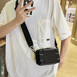 Lkblock Minimalist Men's Soft Leather Small Box Bag Lightweight Man Hard Shell Shoulder Bag Travel Phone Crossbody Bags for Men