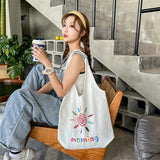 Lkblock Fashion Girls Cute Bookbag Summer Sweet Shopping Bag College Canvas Shoulder Bag Women Casual Art Make Up Bag Kawaii