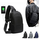 Lkblock Nylon Men's Waterproof USB Multifunction Crossbody Bag Shoulder Bags Travel Pack Messenger Chest Bag Short Trip for Male