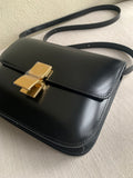 Lkblock Ins Retro High Quality  Box Bag Shiny Smooth Genuine Leather Shoulder Crossbody Bag Flap Handbag