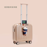 Lkblock 18/20 Inch Suitcase Boarding Multifunctional Travel Suitcase Student Password Trolley Case Rolling Luggage Bag with Cup holder