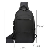 Lkblock Nylon Men's Waterproof USB Multifunction Crossbody Bag Shoulder Bags Travel Pack Messenger Chest Bag Short Trip for Male