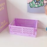 Lkblock Ins Desktop Plastic Storage Baskets Organizer Box Folding Stackable Toy Storage Basket with Handle Bathroom Storage Box Basket