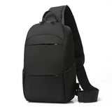 Lkblock Nylon Men's Waterproof USB Multifunction Crossbody Bag Shoulder Bags Travel Pack Messenger Chest Bag Short Trip for Male