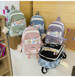 Lkblock Multi-pocket Transparent PVC Nylon School Backpack For Girls Large Female Travel Casual Schoolbag Patchwork Mochila Bolsa