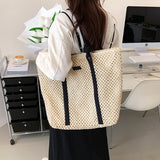 Lkblock Summer Straw Bags for Women Big Handmade Beach Bags Rattan Woven Handbags Travel Shopper Casual Resort Style Shoulder Bags