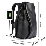 Lkblock Men's Backpack USB Charge Travel Laptop Back packs Black 16inch Leather School Bag Male Vintage Waterproof Anti Theft Backpacks