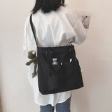 Lkblock Waterproof Bag Large Capacity Canvas Bag Female Cross Messenger Korean Student Harajuku Japanese Department One Shoulder Big Bag