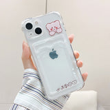 Lkblock Cartoon Card Bag Case For Iphone 13 12 11 Pro Max 7 8 Plus X XR XS Max SE 2020 10 Transparent Wallet Holder Bumper Back Cover