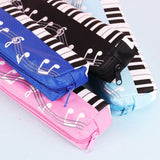 Lkblock Creative Novelty Student Pencil Case Square Single Layer Oxford Cloth Pen Bag for Girls Boy Musical Note Piano Stationery Pouch