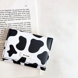 Lkblock Women's Cute Wallet Cow Print PU Leather Business Card Holder Female Girl's Coin Pouch Women Tri-fold Cartoon Short Wallet