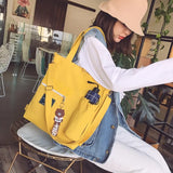 Lkblock Women's Handbag Tote Canvas Cross Bag Youth Fashion Casual Large Capacity Cotton Multiple Pockets Messenger Bags School Bag 2022