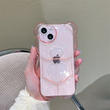 Lkblock INS Japan Cute 3D Love Heart Bear Transparent Phone Case For iPhone 13 Pro Max 12 11 X XR XS Silicone Soft Protective Back Cover