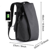 Lkblock Men's Backpack USB Charge Travel Laptop Back packs Black 16inch Leather School Bag Male Vintage Waterproof Anti Theft Backpacks