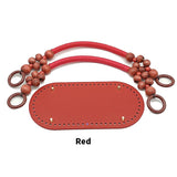 Lkblock Handmade Bags Woven Bag Accessories Wooden Bead Handles Leather Bottoms Handmade Bag Accessories Materials