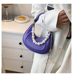 Lkblock Vintage Woman Bag Pu Hobo Bagute Bags For Woman High Quality Brand Clutches Purse Pearl Half Moon Crossbody Bag Femal Handbag