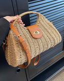 Lkblock New Casual Fashion Straw Crossbody Bags Luxury Designer For Women Handbags Beach Travel Summer Ladies Shoulder Classic Vintage