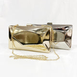 new Metallic box Evening Bag Clutch bags for women Chain Shoulder Messenger Wedding party small Purse gold silver