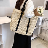 Lkblock Summer Straw Bags for Women Big Handmade Beach Bags Rattan Woven Handbags Travel Shopper Casual Resort Style Shoulder Bags