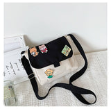 Lkblock Cute Canvas Small Bag Female New Japanese Harajuku Diagonal Bag Wild Student Girl Shoulder Bag Bags for Women