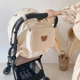 Lkblock Korea Style Newborn Baby Care Diaper Bag Mummy Shoulder Bag Embroidery Quilted Stroller Diaper Storage Organizer Large Handbags