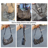 Lkblock Fashion Women's Hobos Underarm Bag High-quality Female Crescent Purse Handbags Retro Chain Cool Girls Tote Shoulder Bags