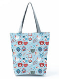 Lkblock Cartoon Ladies Nurse Printed Handbag Foldable High Capacity Women Shoulder Bag Eco Reusable Shopping Bag Chic Travel Beach Bag